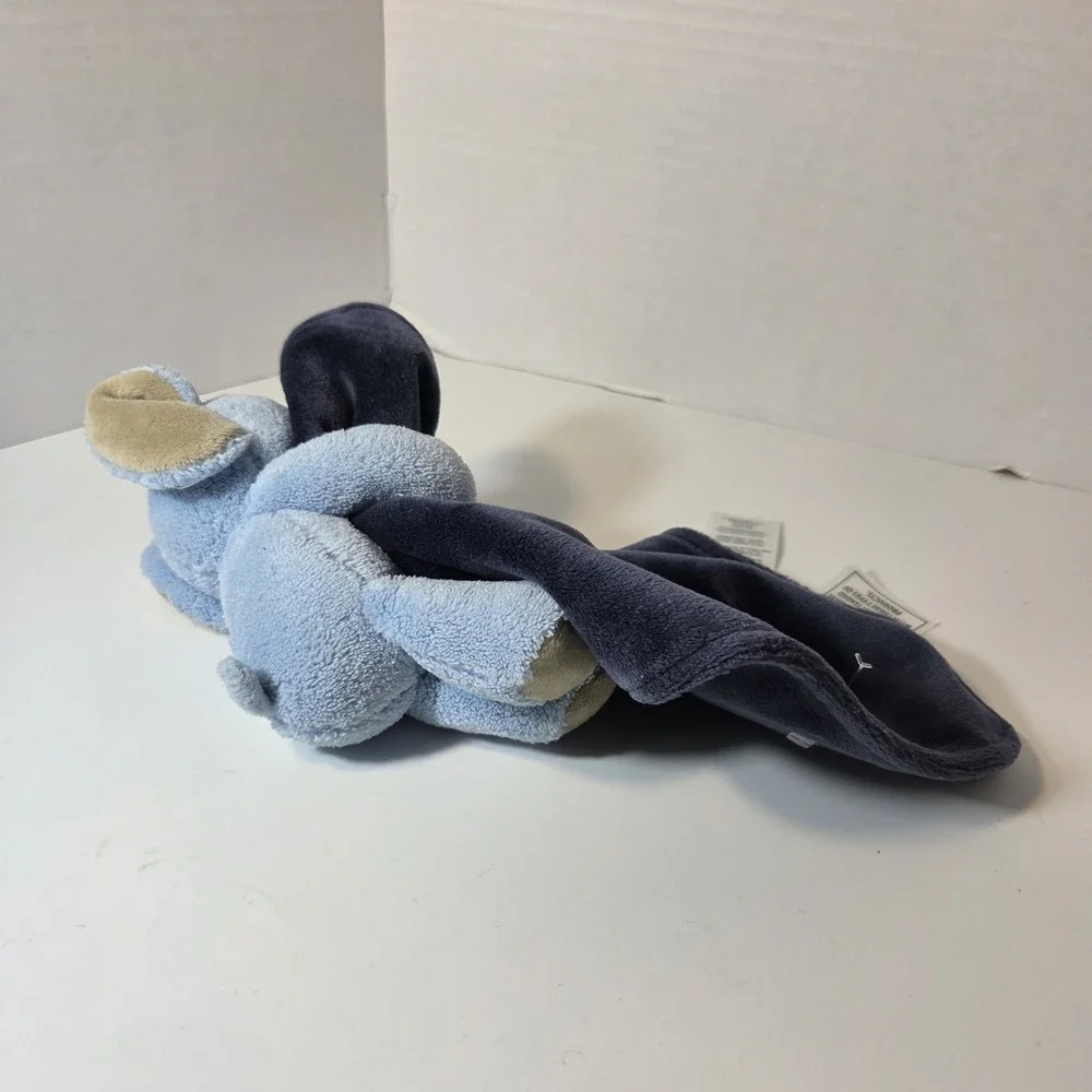 Carter's Baby Security Blanket Lovey Plush Blue Elephant Rattle Navy Blue